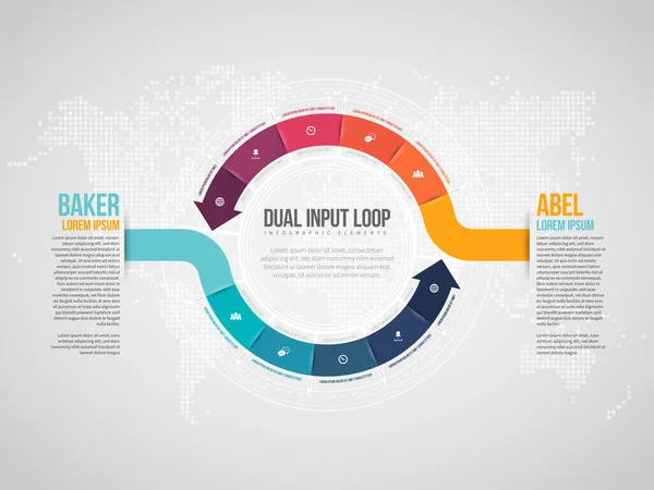 Ilustración Vectorial Elementos Diseño Infografía Dual Input Loop — Archivo Imágenes Vectoriales