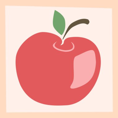 Vector colored hand drawn illustration of an autumn apple, plant part, fresh fruit, seasonal plant, postcard element, decorative art. Background is retrackable.