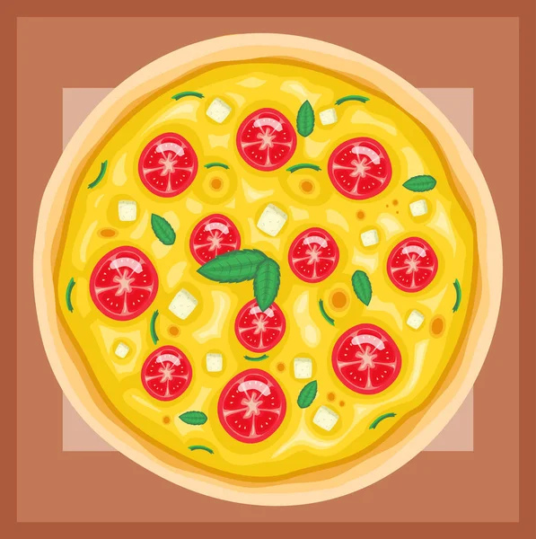 Vector illustration of margherita pizza with onion and mushrooms for restaurant menues, decoration, websites etc.