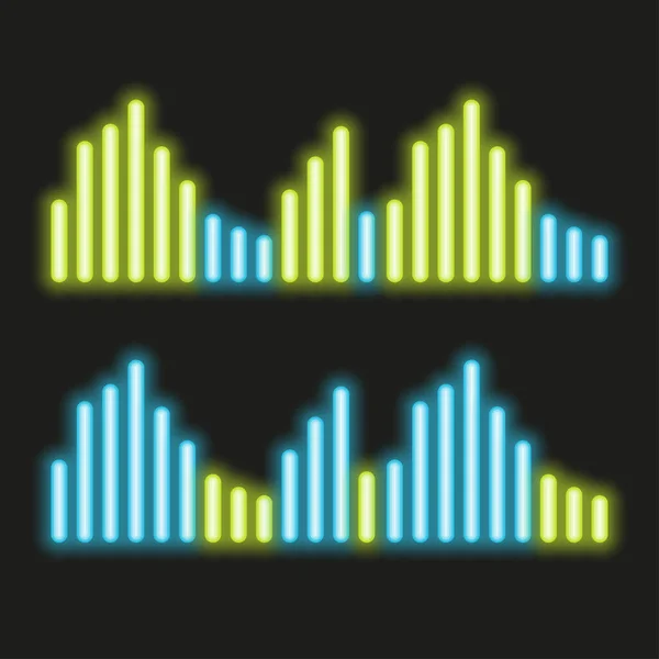 Neon Glowing Sound Waves Sign Music Sign Noise Design Mobile — стоковый вектор