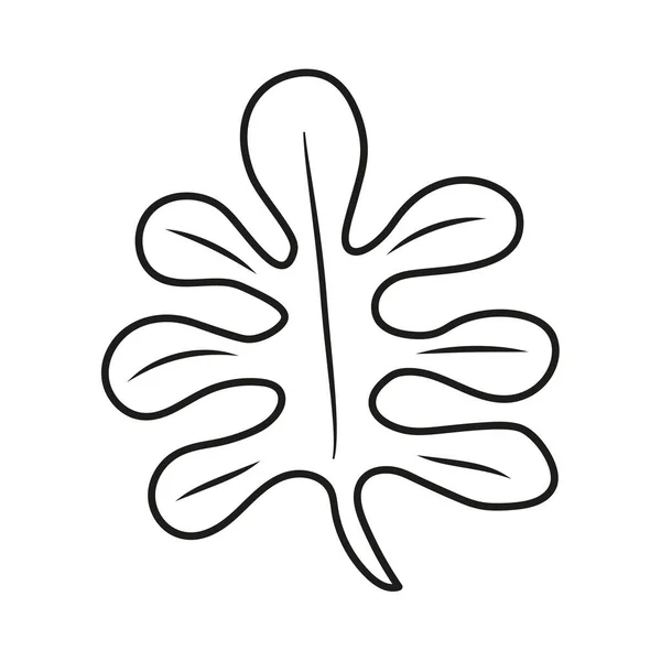 単一の黒い線 装飾芸術 孤立したオブジェクト 植物ベクトルのイラスト 装飾的な印刷でカジュアルな柔らかい葉 — ストックベクタ