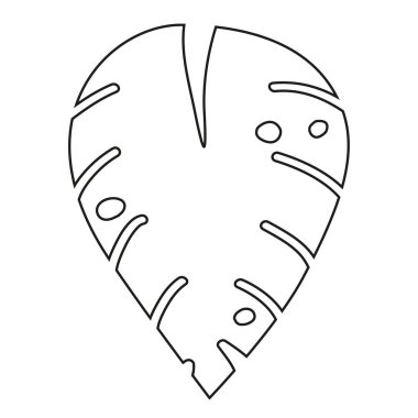 Delikleri, dekoratif sanat, izole nesne, botanik vektör çizimi, dekoratif doğal baskı içeren bir kontür siyah çizgi içinde tropikal yaprak.