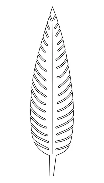 Duży Pionowy Długi Liść Palmowy Konturze Czarnej Linii Sztuka Dekoracyjna — Wektor stockowy