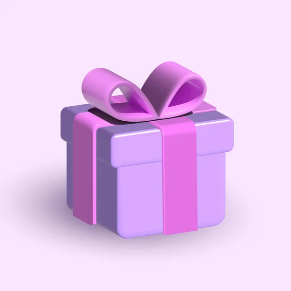 Różowe Pudełko Ikona Pudełko Prezentów Urodziny Nowy Rok Prezent Świąteczny — Wektor stockowy
