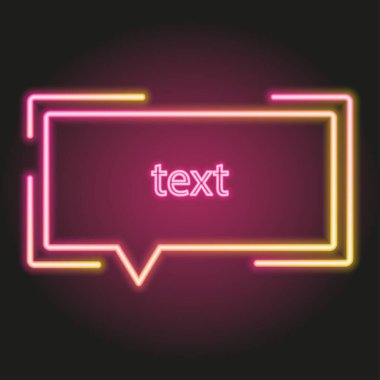 Metin, çizgi roman çerçevesi, parlayan tüp sınır çizgisi, mobil uygulamalar, web, uygulamalar için karmaşık çerçeve vs. için neon pembe ve sarı çerçeve.