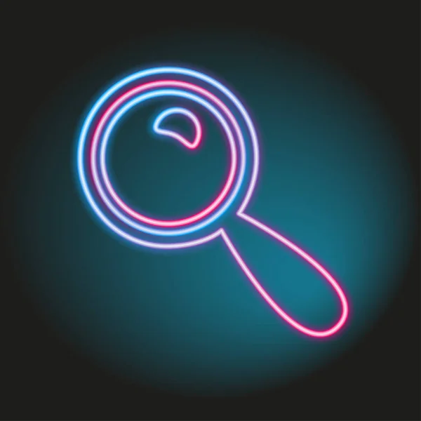 Neon Rosa Och Blå Förstoringsglas Lupe Sökskylt Glödande Röret Gränsen — Stock vektor