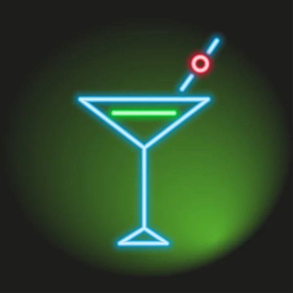 Forma Bebida Bar Néon Ilustração Vetorial Símbolo Sinal Vida Noturna — Vetor de Stock