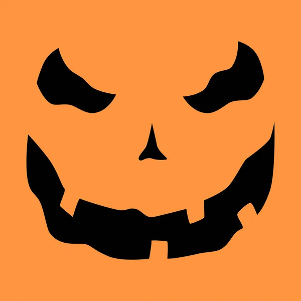 Плоский Хэллоуин Тыква Злое Лицо Черный Логотип Хэллоуина Сезонные Вечеринки — стоковый вектор