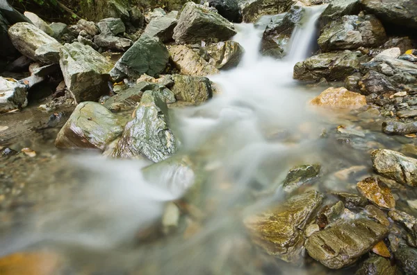 Cailloux ou roches dans un ruisseau ou un cours d'eau qui coule — Photo