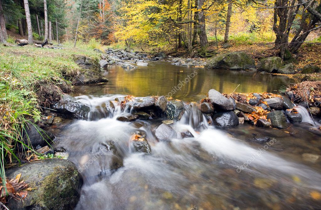 Deep forest Waterfall Autumn — Stock Photo © krketa #18525759