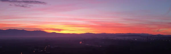 Ηλιοβασίλεμα Ορεινό Τοπίο Εναέρια Άποψη — Φωτογραφία Αρχείου