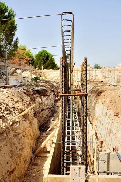 Details and particulars of Construction Site - Execution of the foundations of a building — Stock Photo, Image