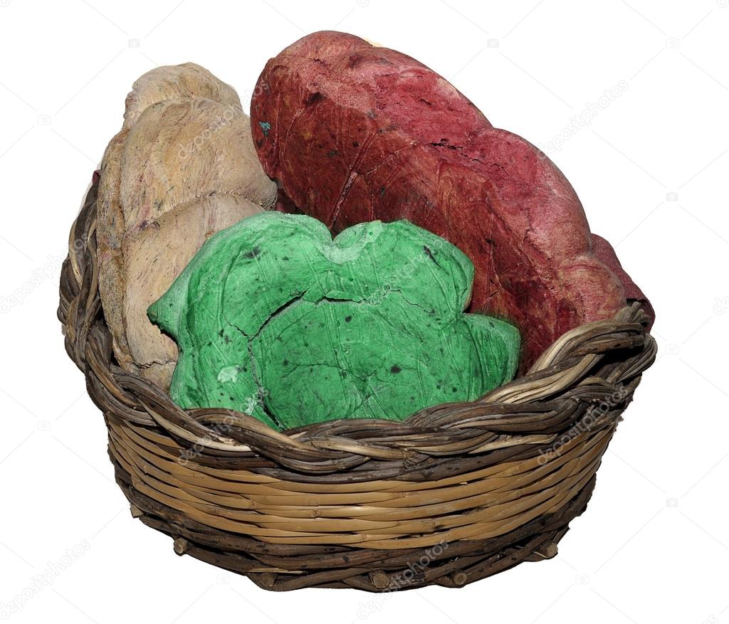 Italian tricolor with set of colored bread