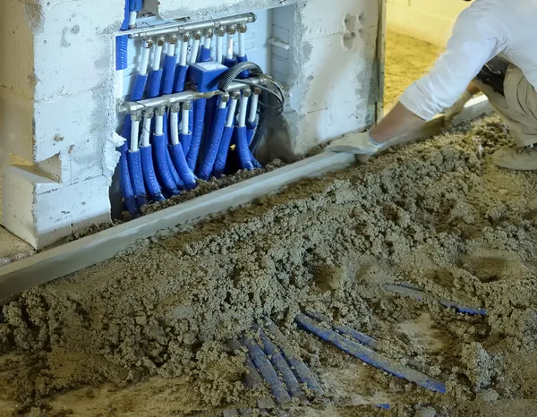 Execution of cement screed — Stock Photo, Image