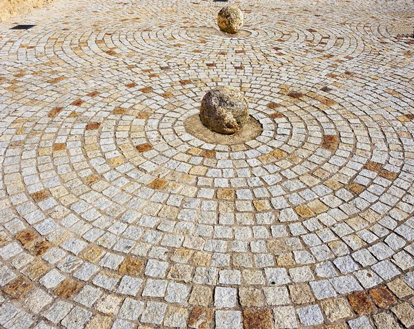 Carmona castle courtyard, we see a staircase leading up their rooms — Stock Photo, Image