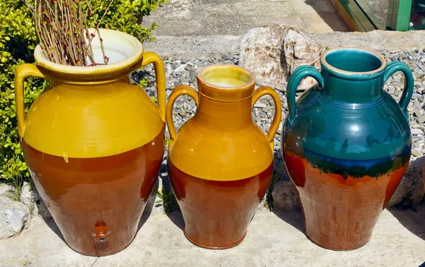 Handmade terracotta containers — Stock Photo, Image