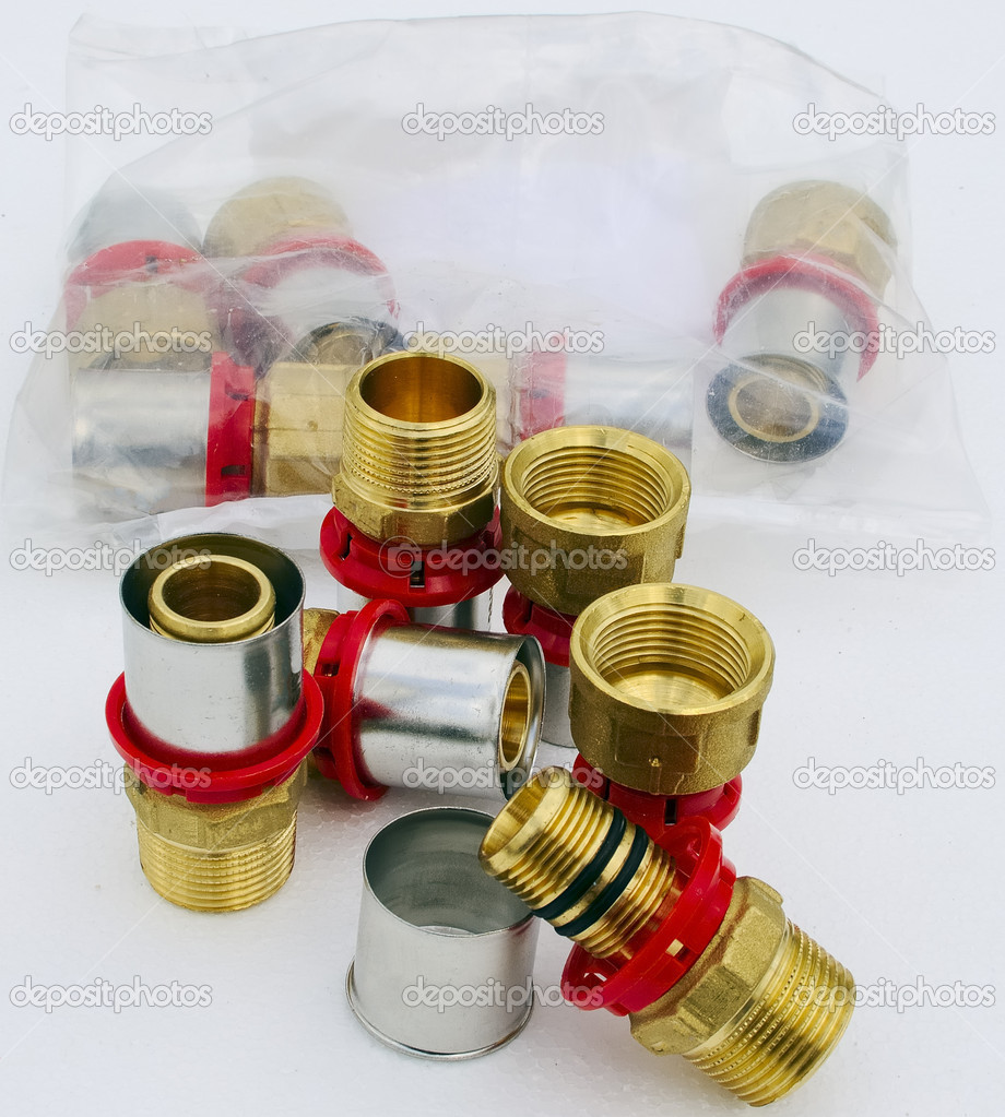 Close-up group of valves water system heat