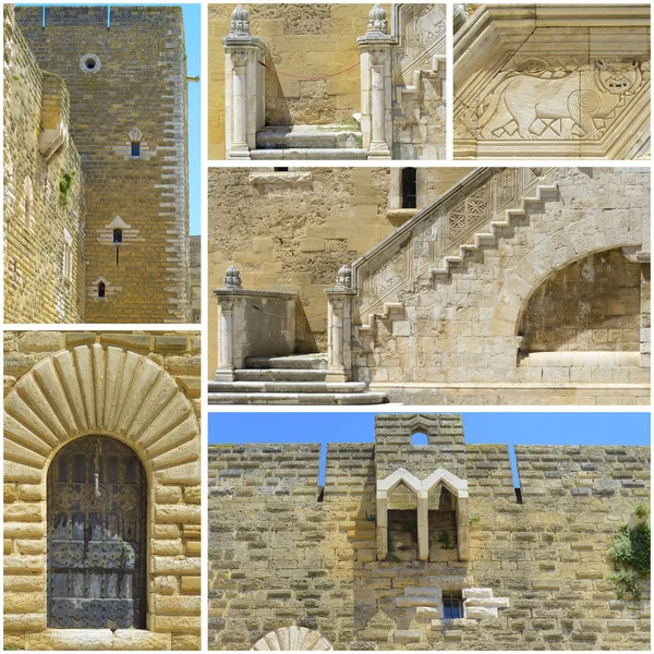 Collage Wonderful swabian castle of Gioia del Colle - Апулия, Италия — стоковое фото
