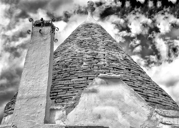 Detalhe Telhado Cônico Truncado Característico Trullo Alberobello Alberobello Uma Cidade — Fotografia de Stock