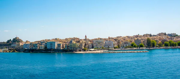 Korfu Stadt Panoramablick Vom Wasser Griechenland — Stockfoto