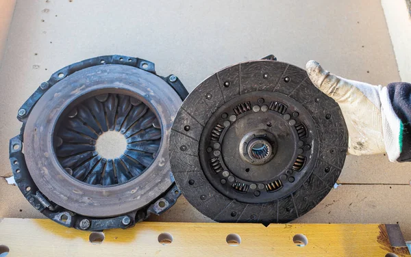 Clutch Disc Clutch Basket Just Disassembled Car Because Longer Functional Royalty Free Stock Fotografie