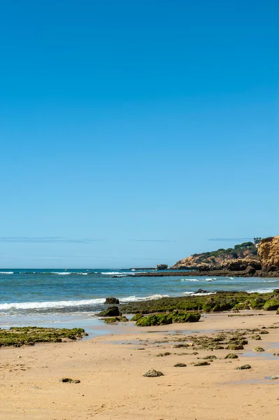 Пляж Maria Luisa Образованием Скал Албуфейре Алгарве Португалия — стоковое фото