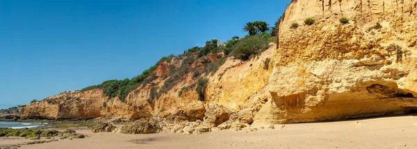 Maria Luisa Strand Kőképződéssel Albufeira Algarve Portugália — Stock Fotó