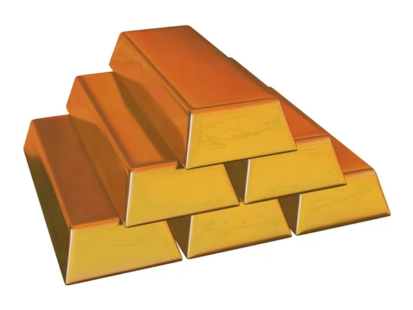 Isolated Pyramid of Gold Bars — Stock Photo, Image