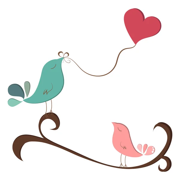 Lindos pássaros apaixonados — Vetor de Stock