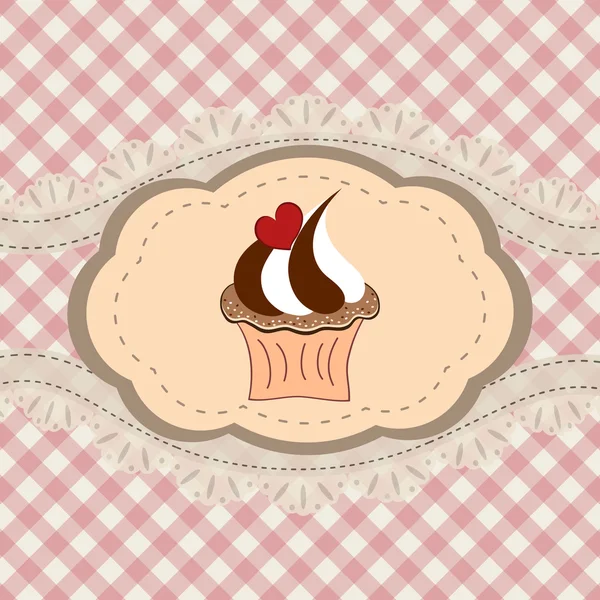 Retro cupcake kaart — Stockvector