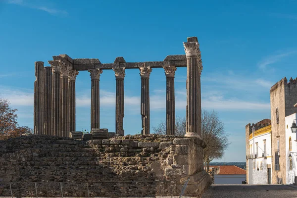 Architectonisch Detail Van Romeinse Tempel Van Evora Portugal Tempel Van — Stockfoto