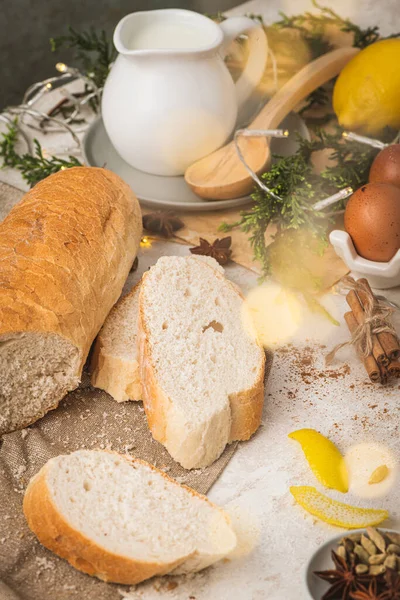 Ingrediënten Voor Het Bereiden Van Spaanse Torrijas Franse Toastjes Traditionele — Stockfoto