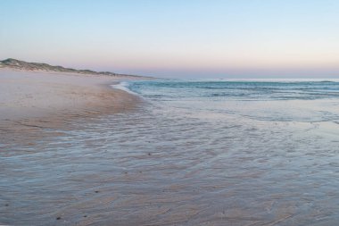 Landscape of sunset in Murtosa beach. Aveiro, Portugal.
