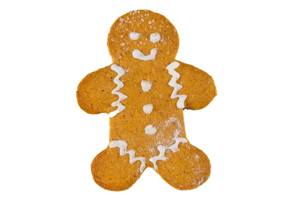 Gingerbread Cookie Man Shape Isolated White Background — Stock Photo, Image