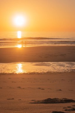 Landscape of sunset in Murtosa beach. Aveiro, Portugal.