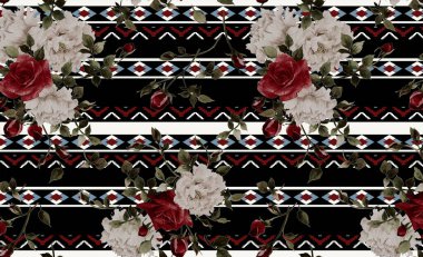 Çiçekli etnik arka plan deseni, çiçekli illüstrasyon