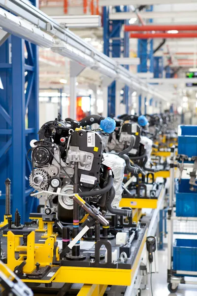 Car engine assembled on the factory production line Stock Picture