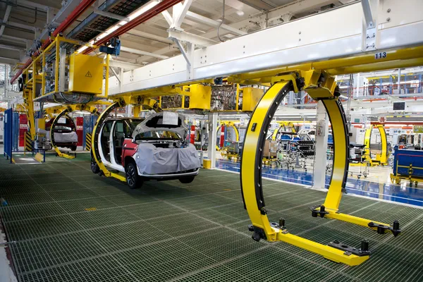 Linha de produção de carro de fábrica — Fotografia de Stock