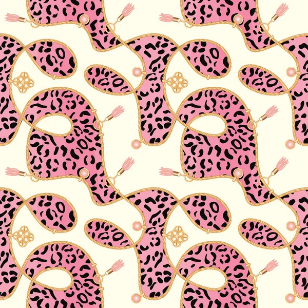 Correntes Fundo Sem Costura Com Padrão Pele Leopardo Rosa Impressão — Fotografia de Stock