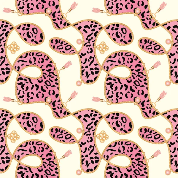 Catene Sfondo Senza Cuciture Con Motivo Pelle Leopardo Rosa Stampa — Foto Stock