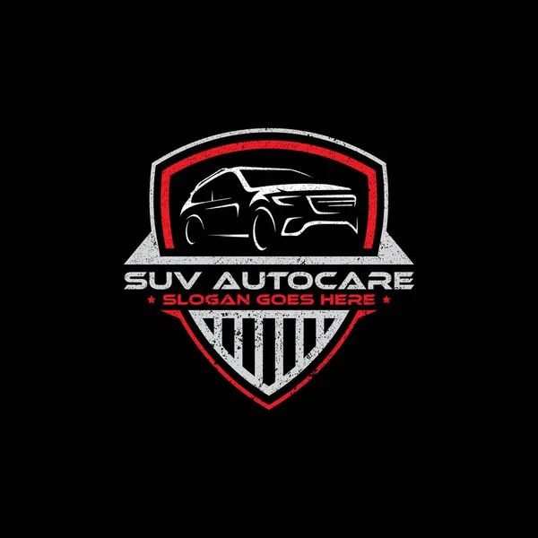 Suv Carro Auto Cuidado Logotipo Escudo Projetos Logotipo Retro Vintage — Vetor de Stock