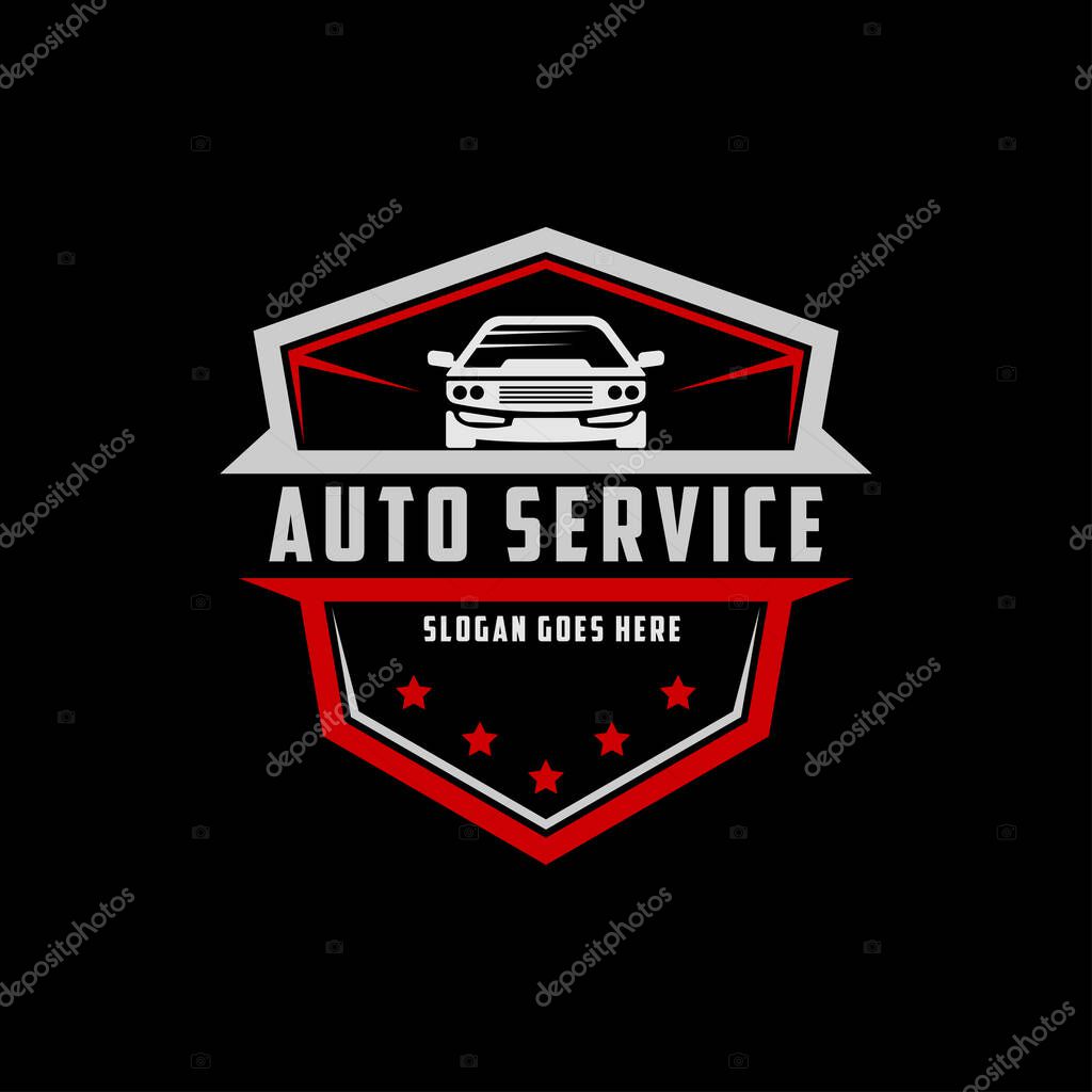 Automotive service logo shield design vector, best for car shop,garage, spare parts logo premium vector