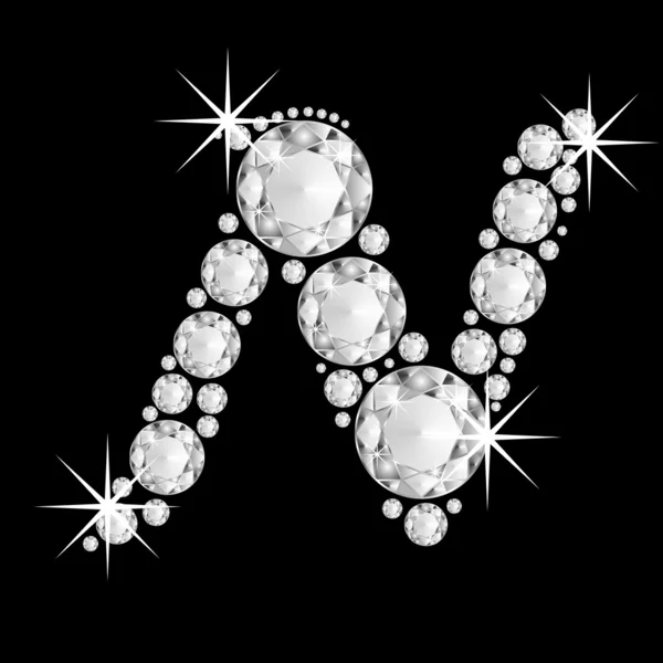Luxury jewelry alphabet diamonds N — Φωτογραφία Αρχείου