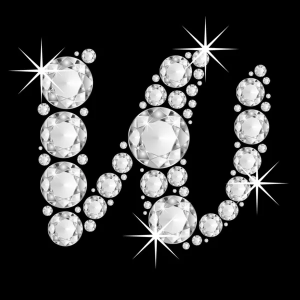 Lyx smycken alfabetet diamanter w — Stockfoto