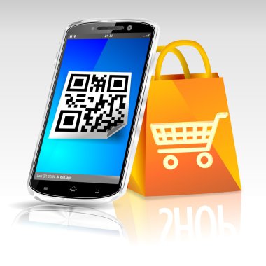 smartphone shopping QR code clipart