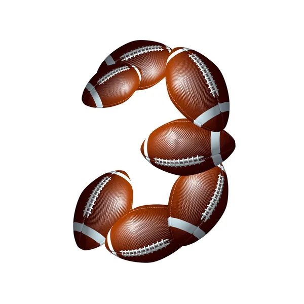 American football alphabet - number font 3 — Stock Photo, Image