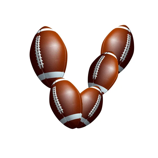 American football alphabet - letter font V — Stock Photo, Image