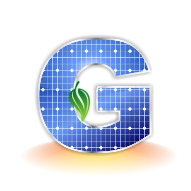 Solar panels texture, alphabet capital letter G icon or symbol