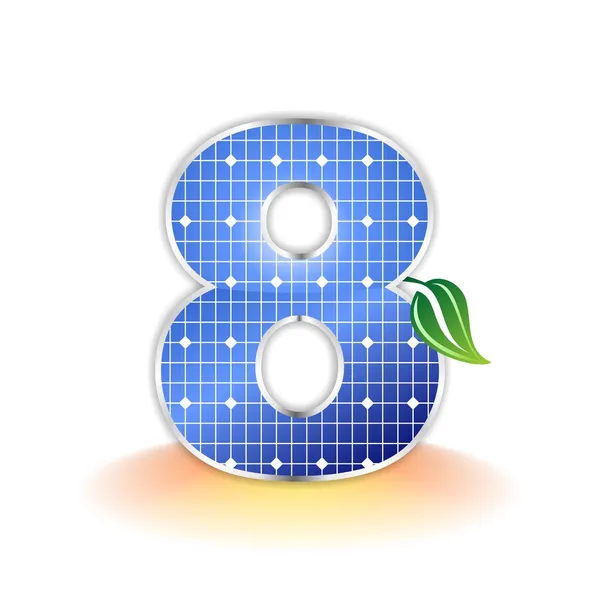 Solar panels texture, alphabet number 8 icon or symbol — Stock Photo, Image