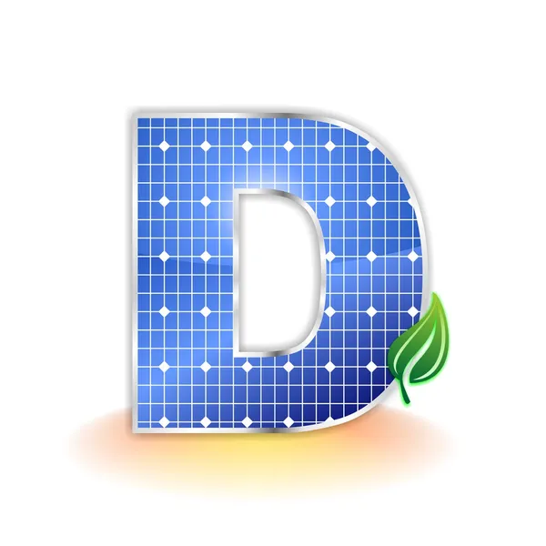 Solar panels texture, alphabet capital letter D icon or symbol — Stock Photo, Image